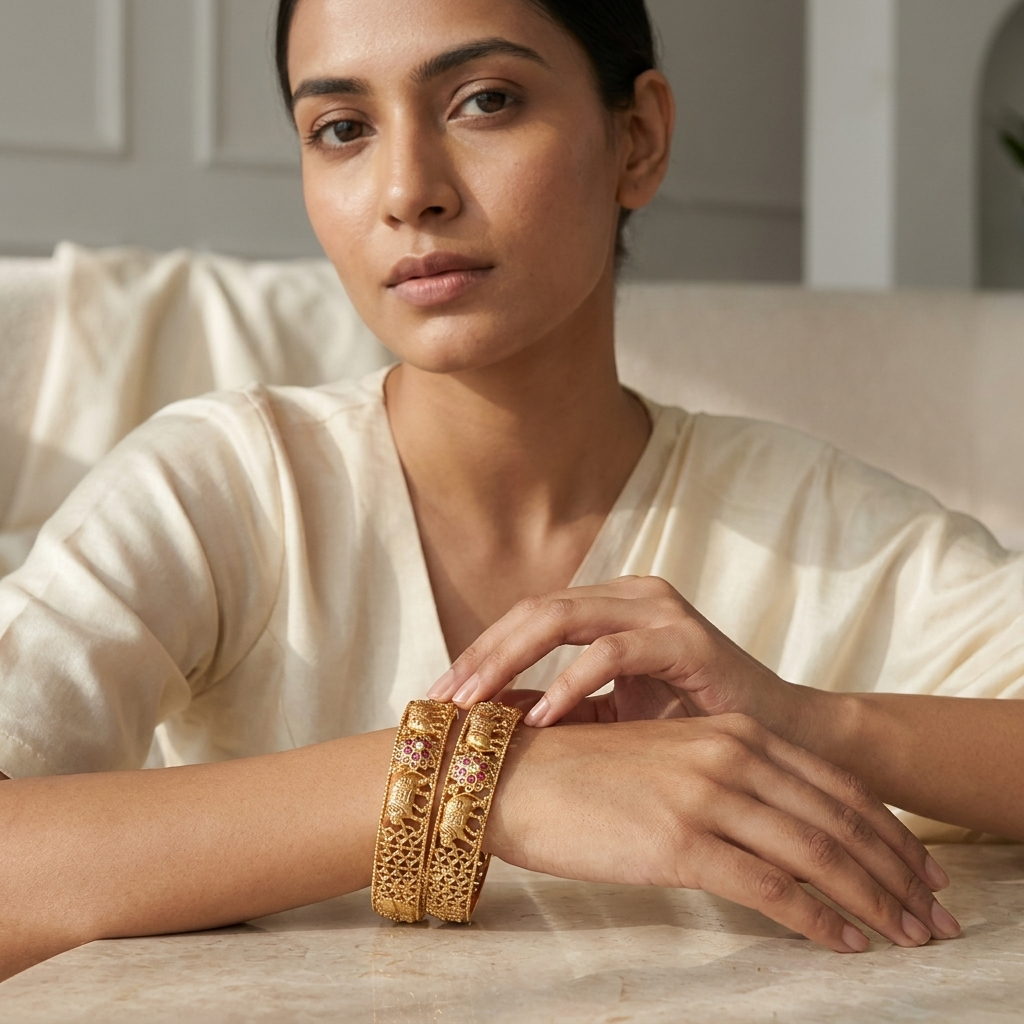 1 Gram Gold Plated Traditional Bangles for Women