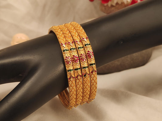 1 Gram Gold Plated Traditional Bangles for Women