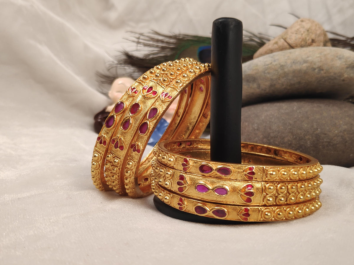 1 Gram Gold Plated Traditional Bangles for Women