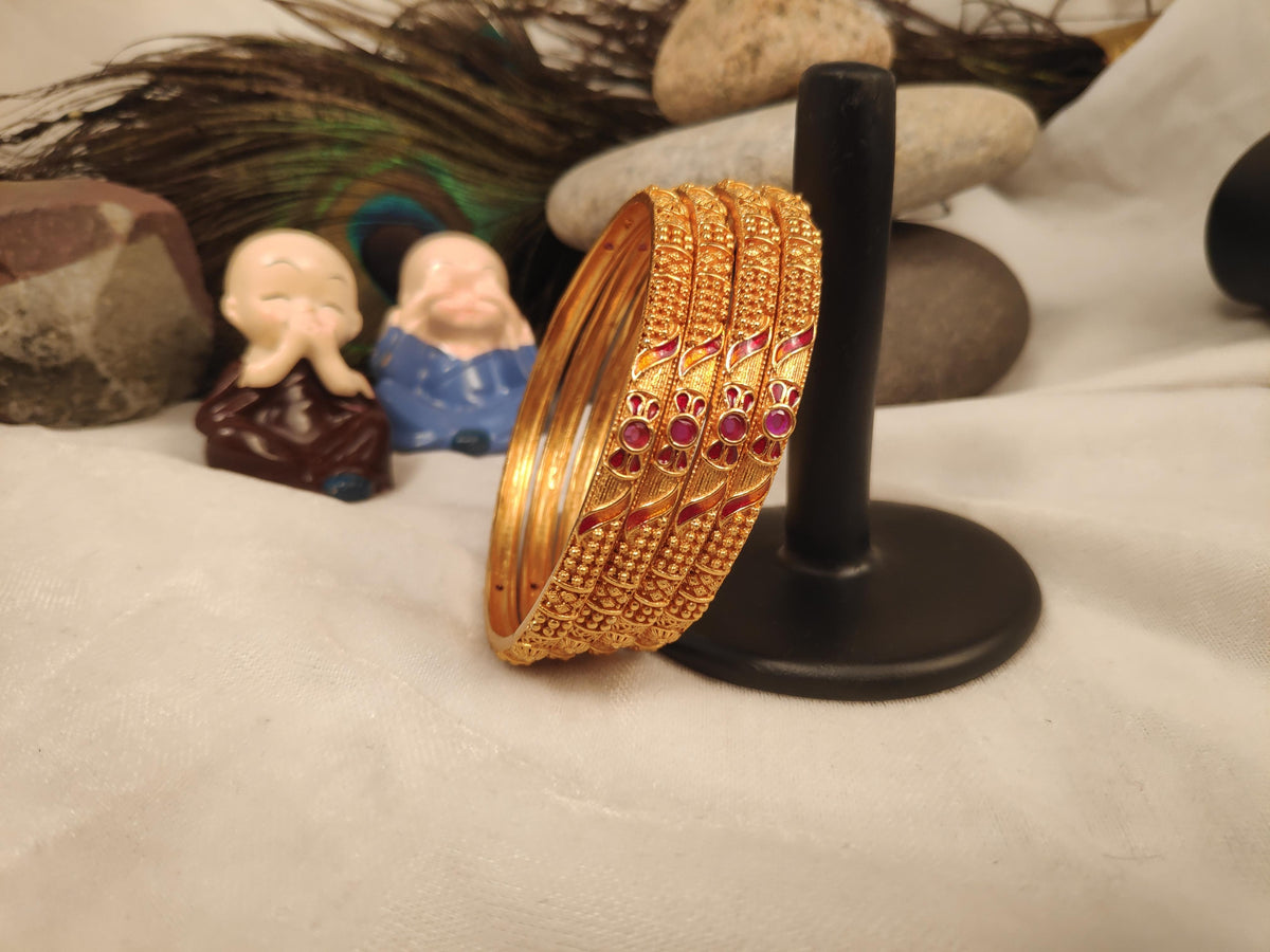 1 Gram Gold Plated Traditional Bangles for Women