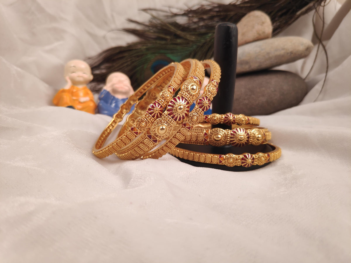 1 Gram Gold Plated Traditional Bangles for Women