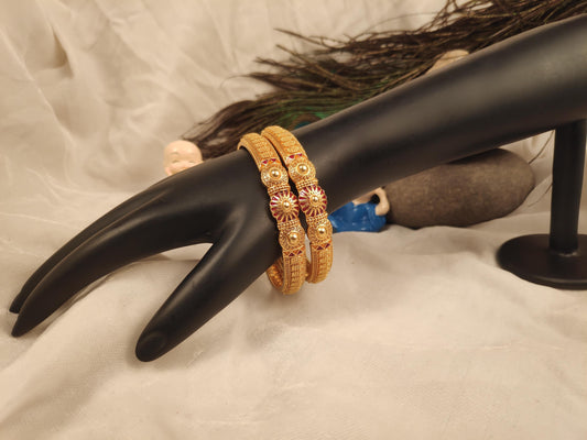 1 Gram Gold Plated Traditional Bangles for Women