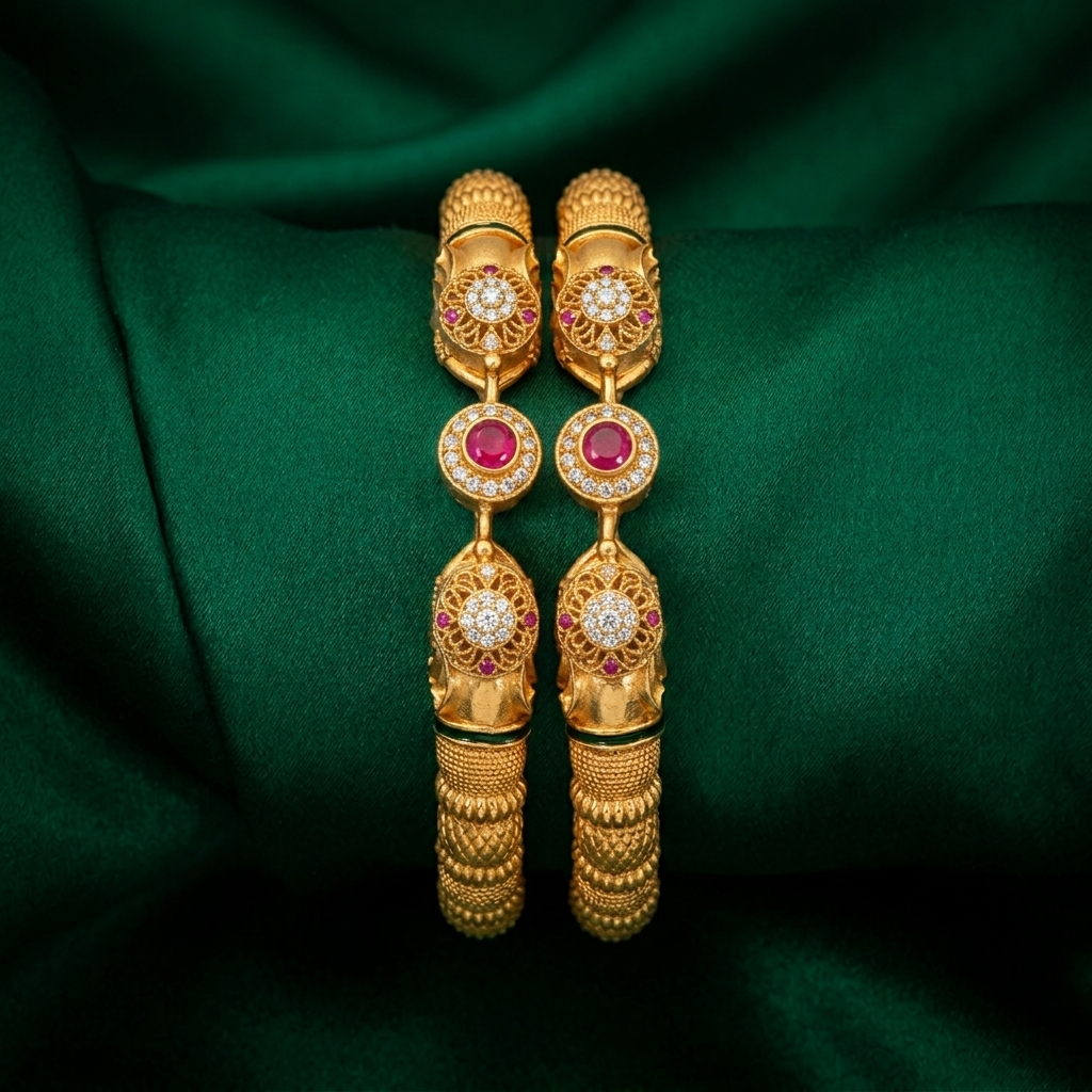 1 Gram Gold Plated Traditional Bangles for Women