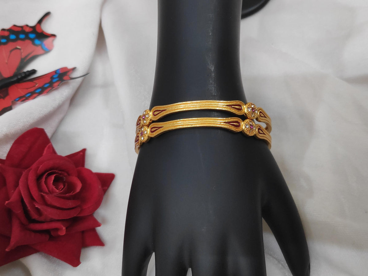 1 Gram Gold Plated Traditional Bangles for Women