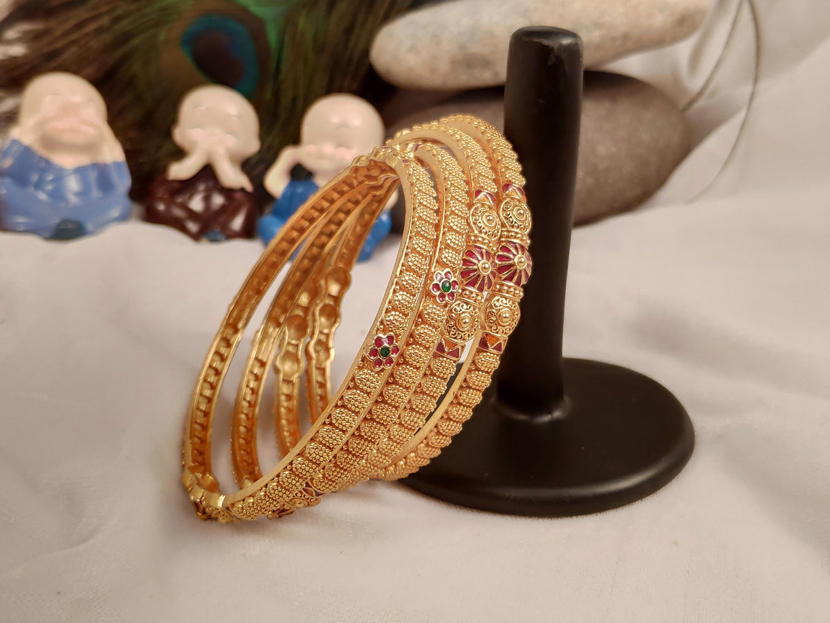 1 Gram Gold Plated Traditional Bangles for Women