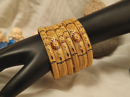 1 Gram Gold Plated Traditional Bangles for Women
