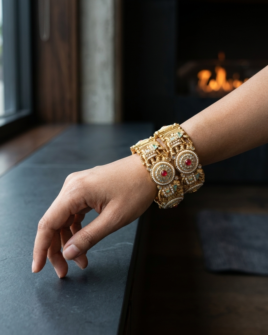 1 Gram Gold Plated Traditional Bangles for Women