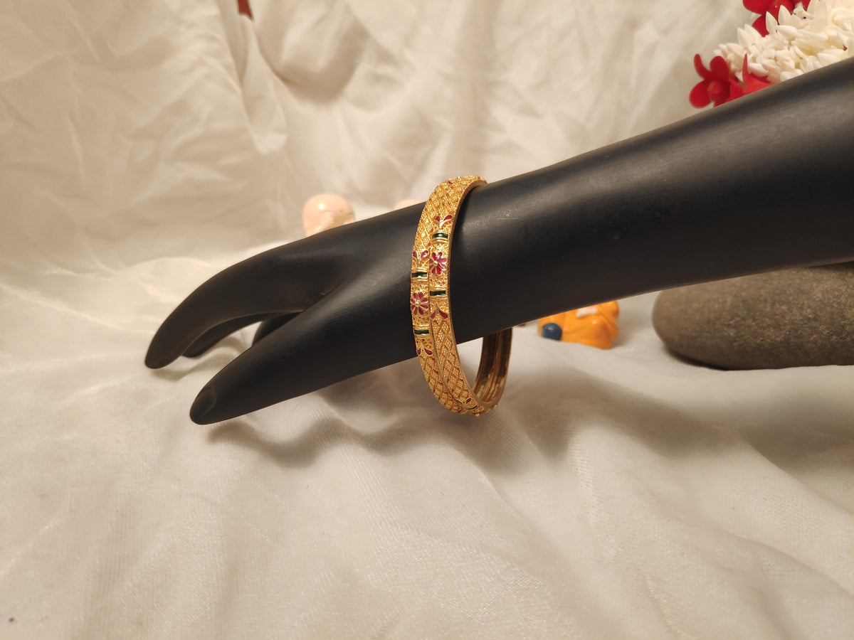 1 Gram Gold Plated Traditional Bangles for Women