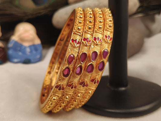 1 Gram Gold Plated Traditional Bangles for Women