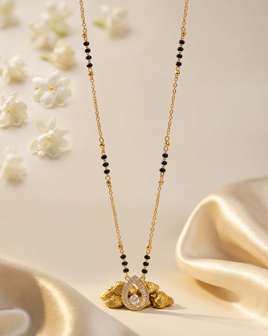 Gold-Plated Teardrop CZ Mangalsutra