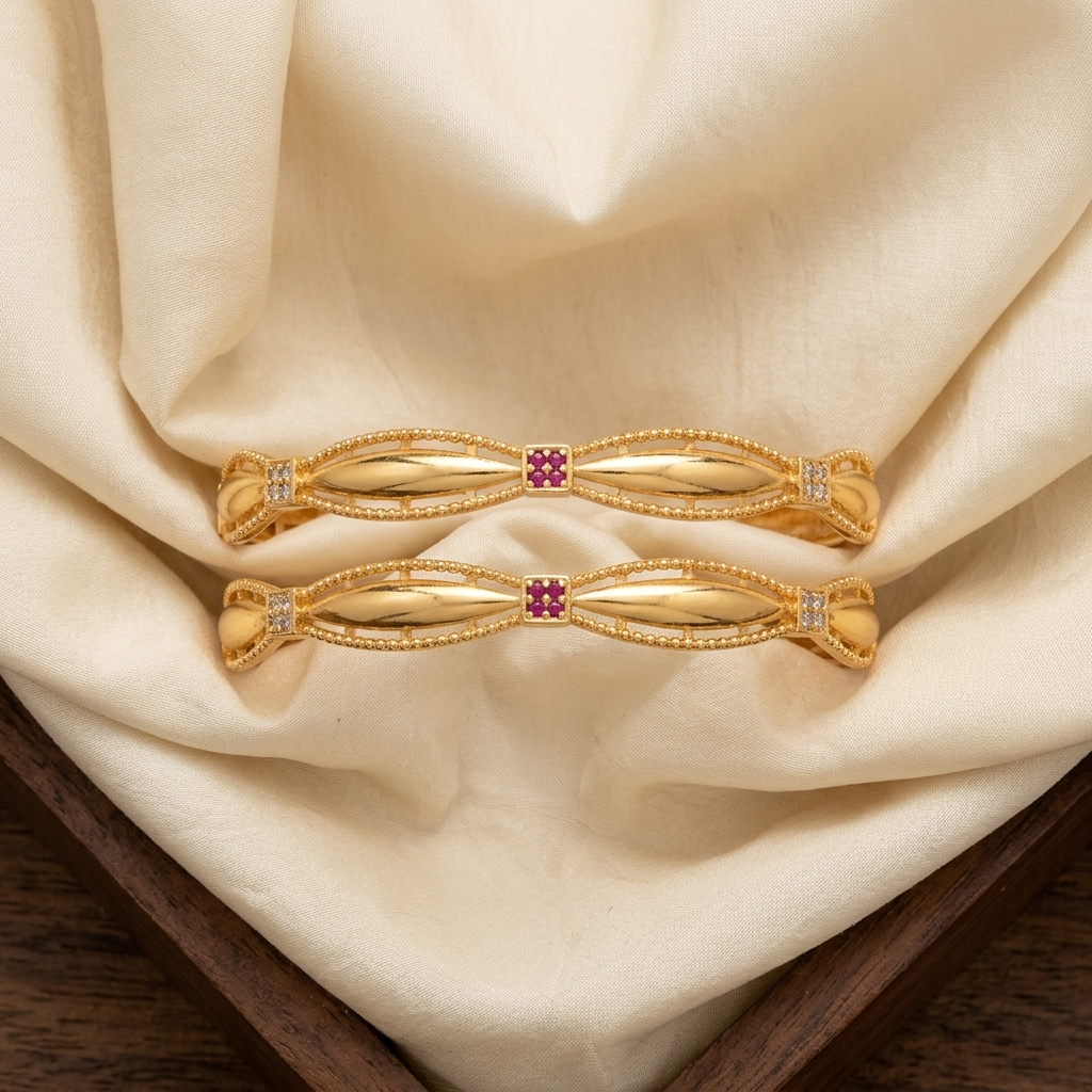 1 Gram Gold Plated Traditional Bangles for Women
