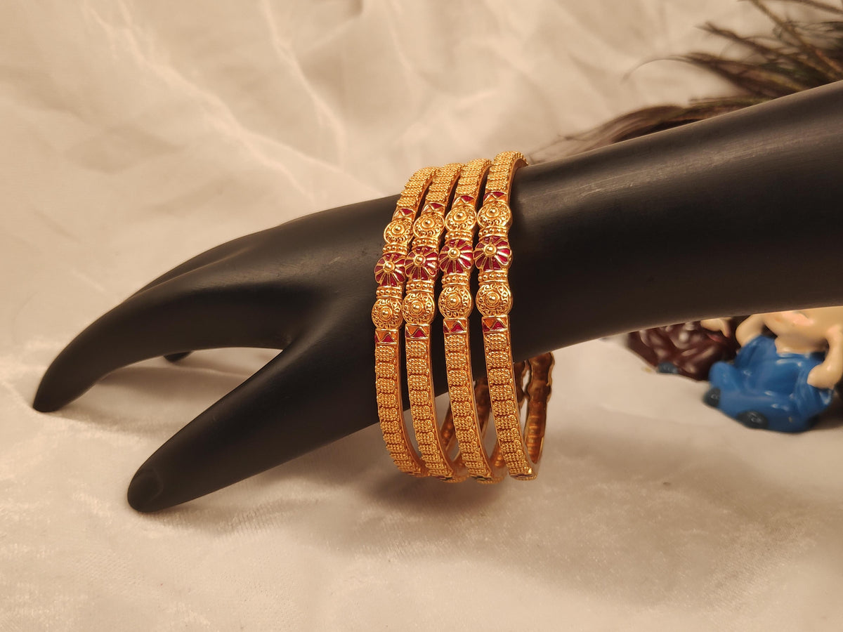 1 Gram Gold Plated Traditional Bangles for Women