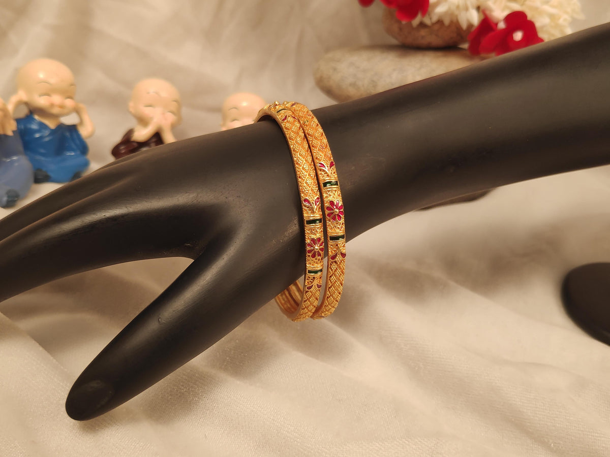 1 Gram Gold Plated Traditional Bangles for Women