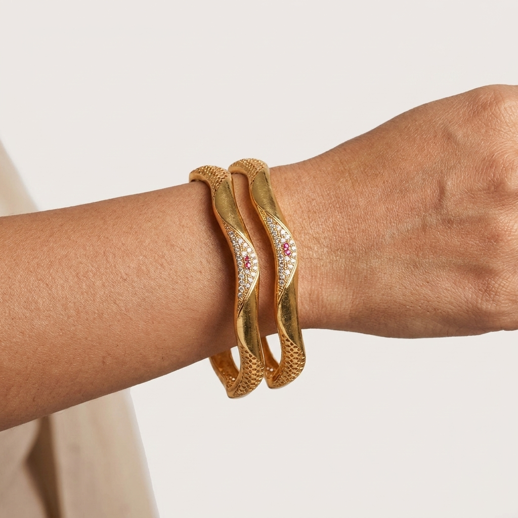 1 Gram Gold Plated Traditional Bangles for Women