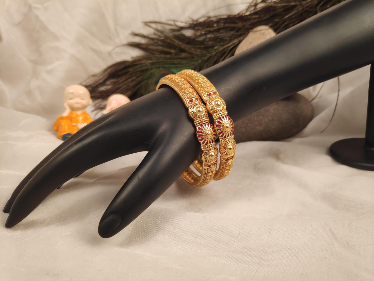 1 Gram Gold Plated Traditional Bangles for Women