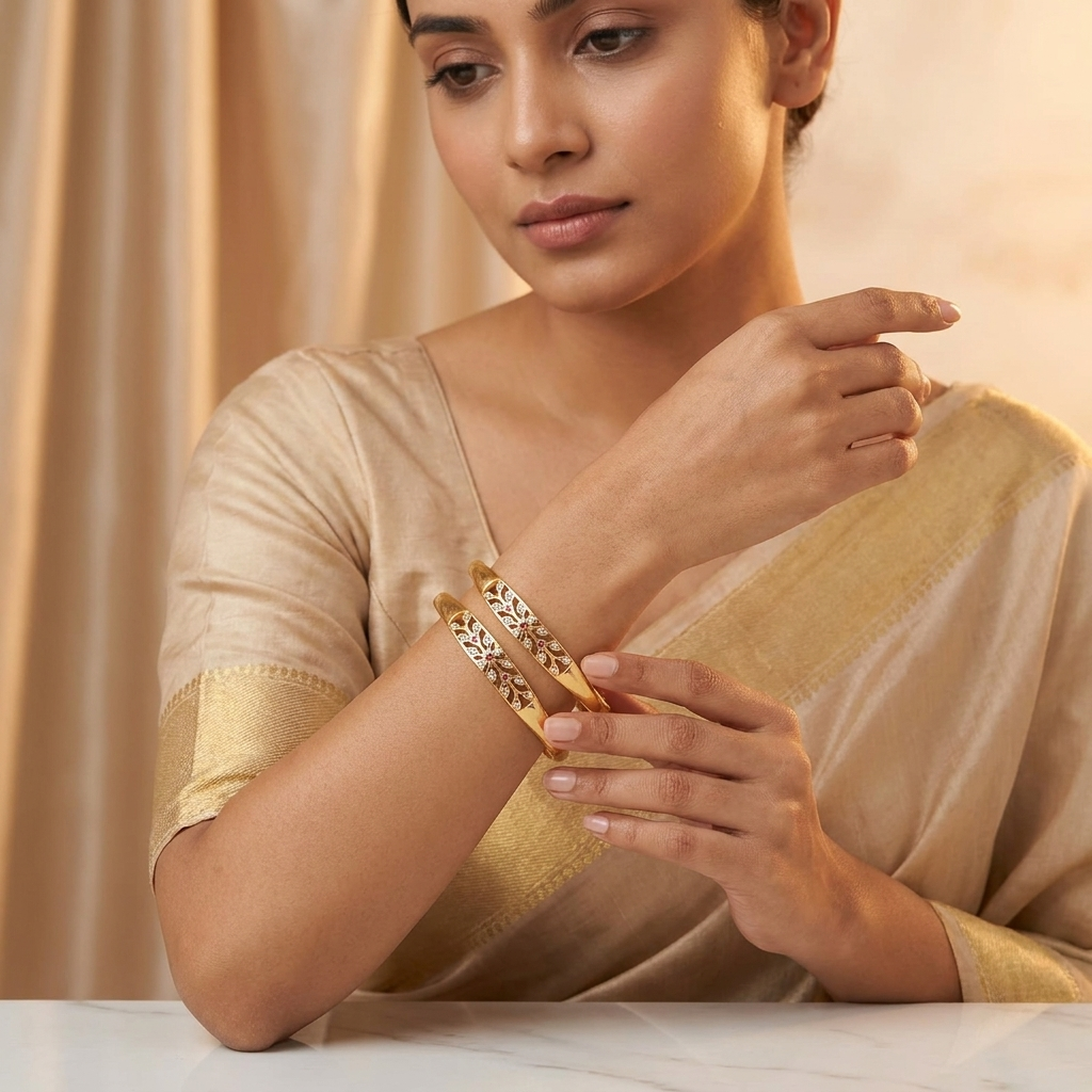 1 Gram Gold Plated Traditional Bangles for Women