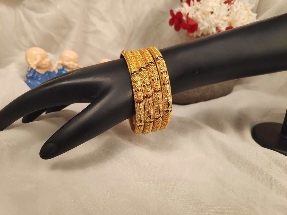 1 Gram Gold Plated Traditional Bangles for Women