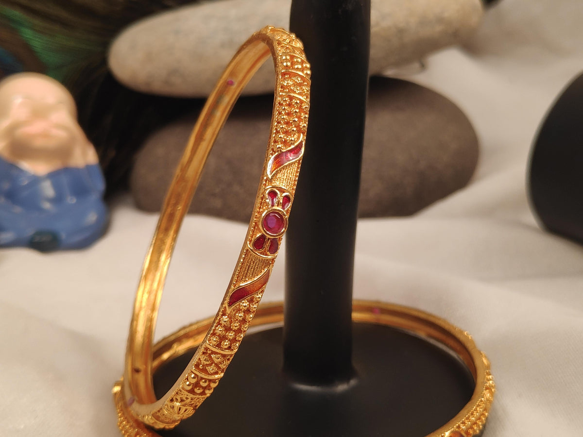 1 Gram Gold Plated Traditional Bangles for Women