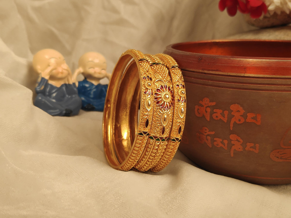 1 Gram Gold Plated Traditional Bangles for Women