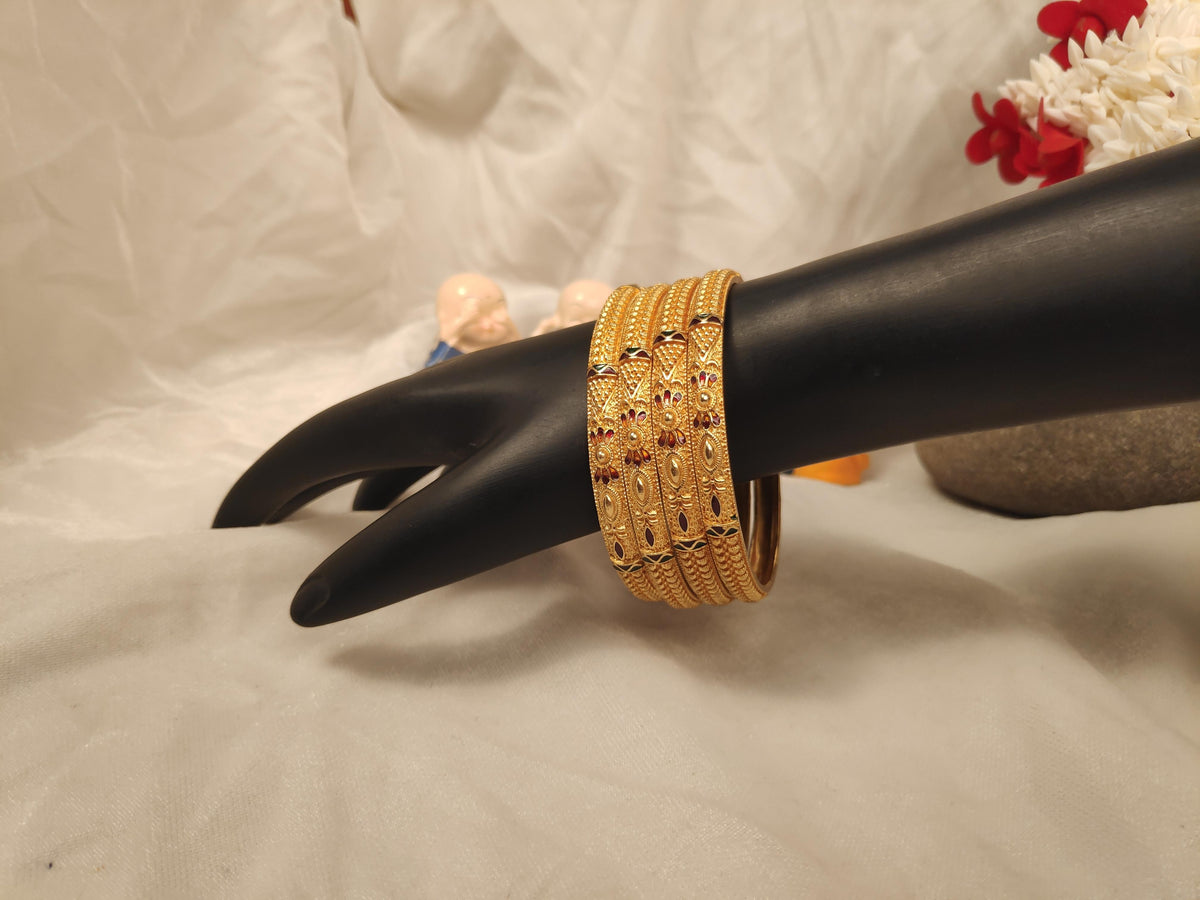 1 Gram Gold Plated Traditional Bangles for Women