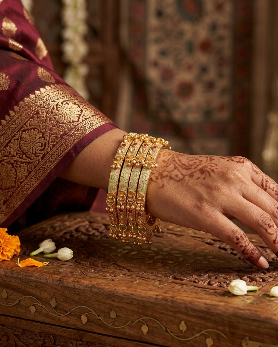 1 Gram Gold Plated Traditional Bangles for Women