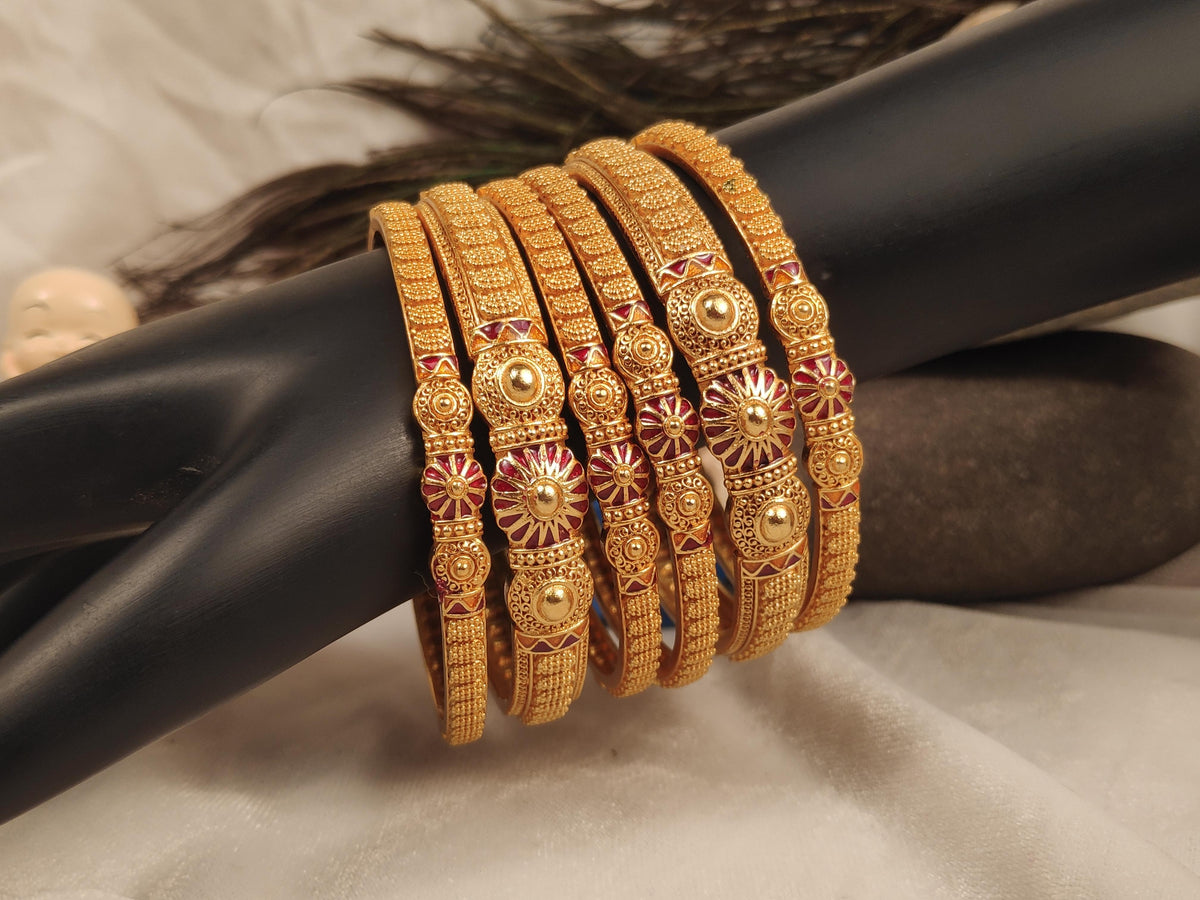 1 Gram Gold Plated Traditional Bangles for Women