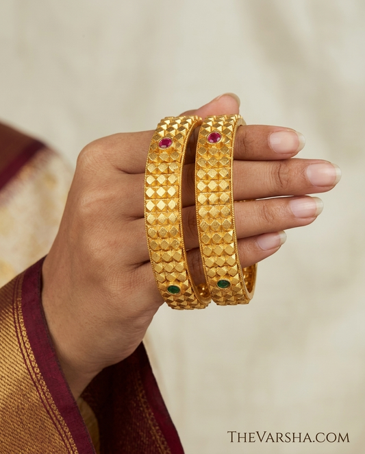 Elegant Brass Bangles with One Gram Gold Plating ÔøΩ Set of 2