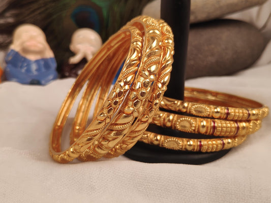 1 Gram Gold Plated Traditional Bangles for Women