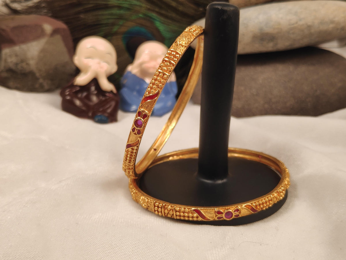 1 Gram Gold Plated Traditional Bangles for Women