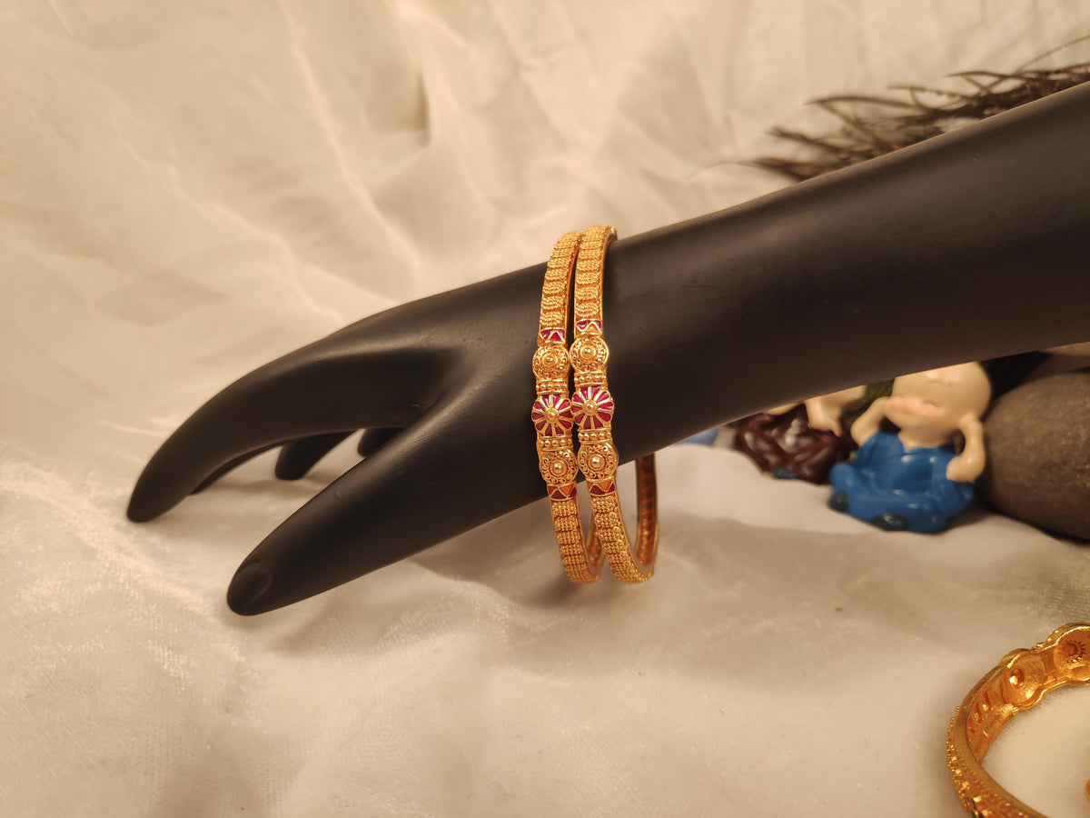 1 Gram Gold Plated Traditional Bangles for Women
