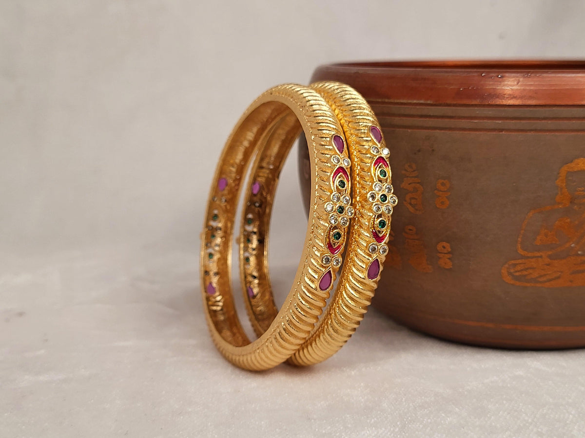 1 Gram Gold Plated Traditional Bangles for Women