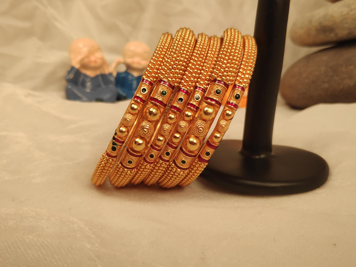 1 Gram Gold Plated Traditional Bangles for Women