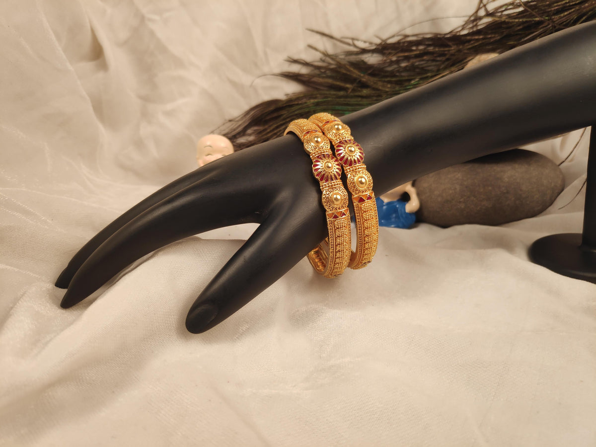 1 Gram Gold Plated Traditional Bangles for Women