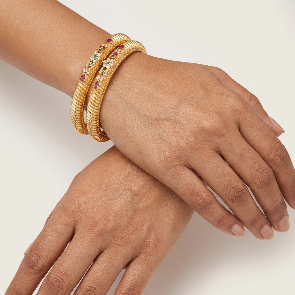 1 Gram Gold Plated Traditional Bangles for Women