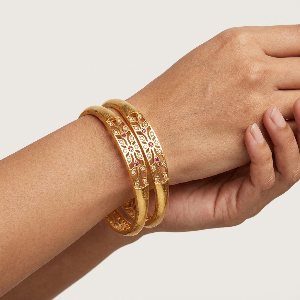 1 Gram Gold Plated Traditional Bangles for Women
