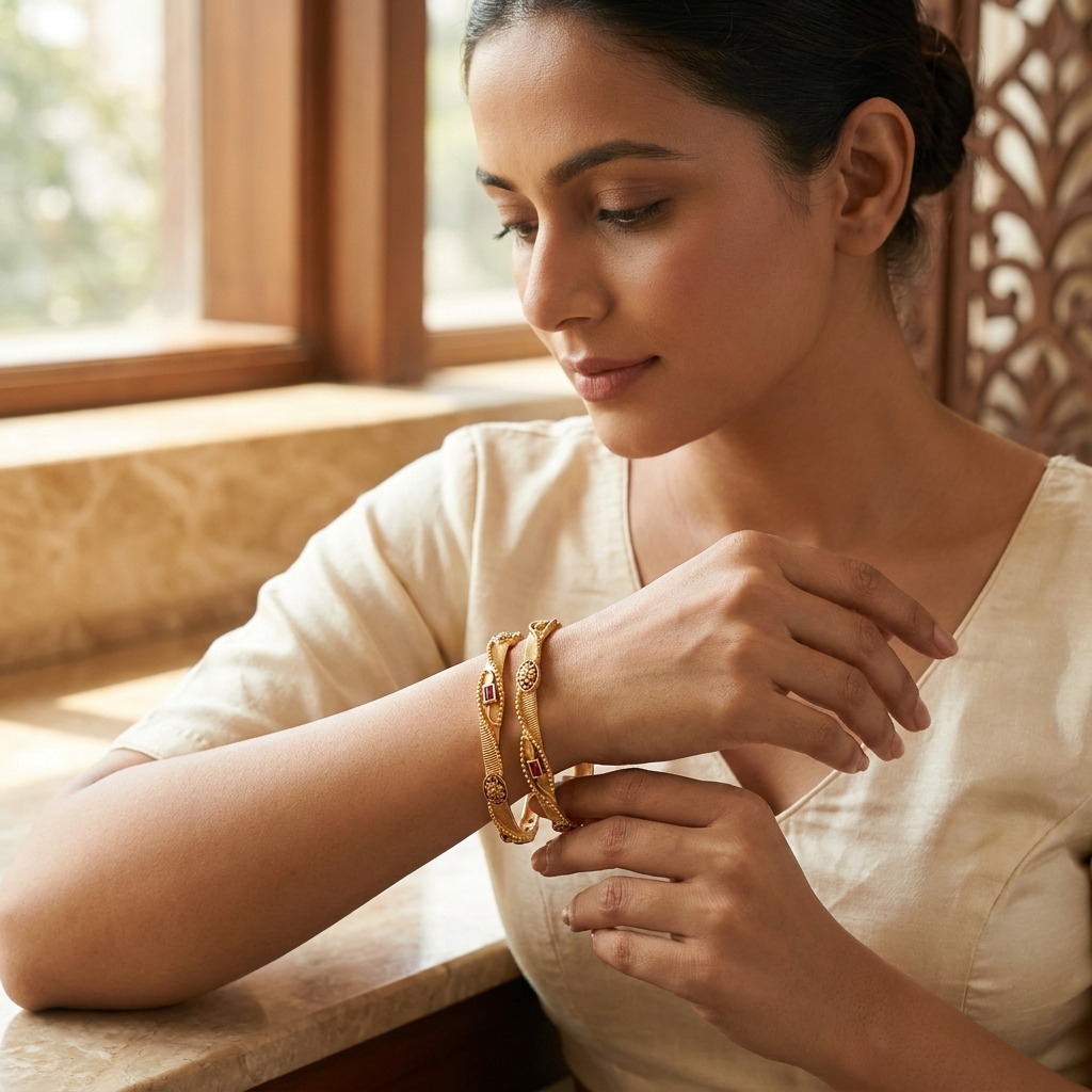 1 Gram Gold Plated Traditional Bangles for Women