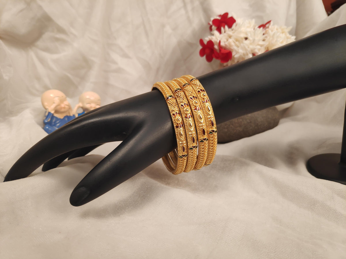 1 Gram Gold Plated Traditional Bangles for Women