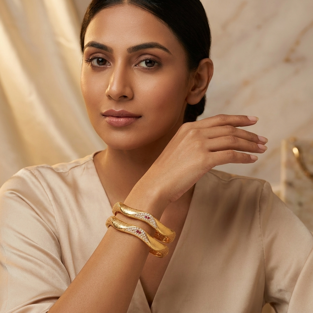 1 Gram Gold Plated Traditional Bangles for Women