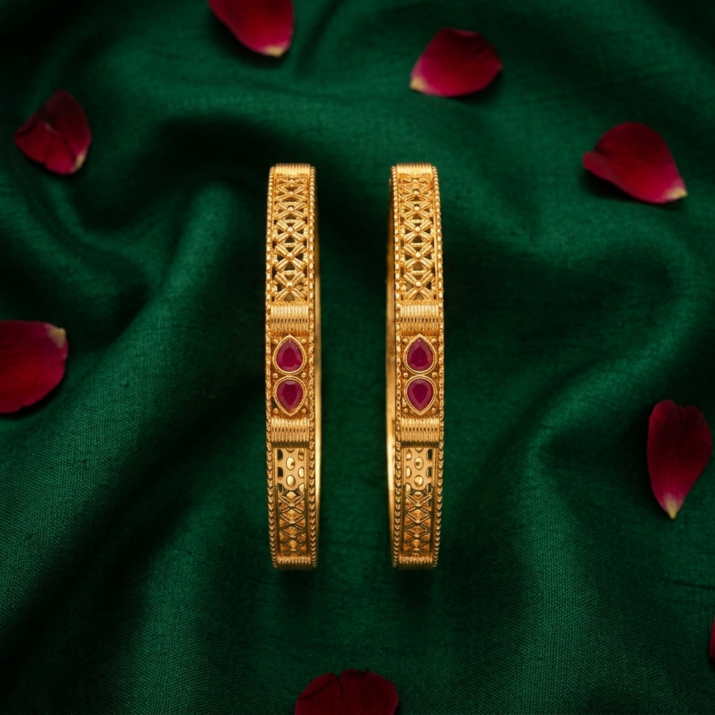 1 Gram Gold Plated Traditional Bangles for Women