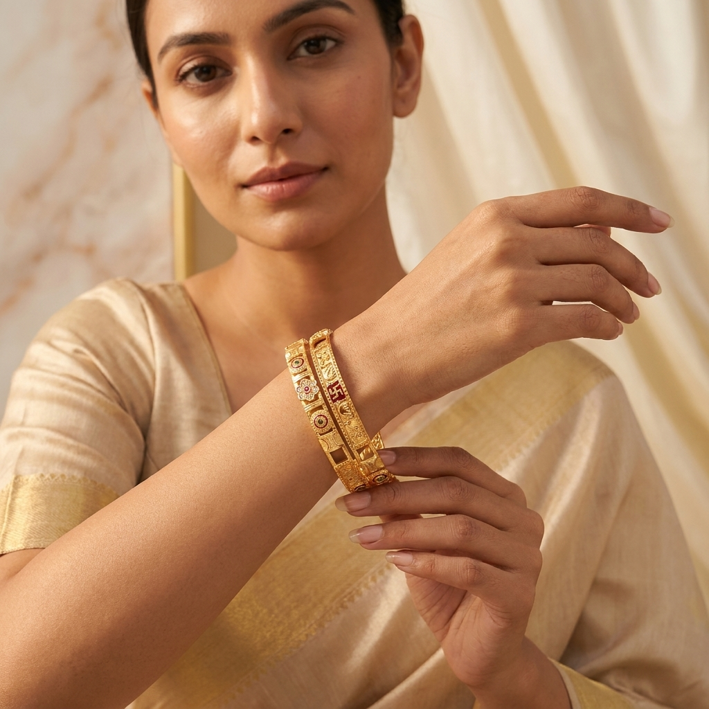 1 Gram Gold Plated Traditional Bangles for Women