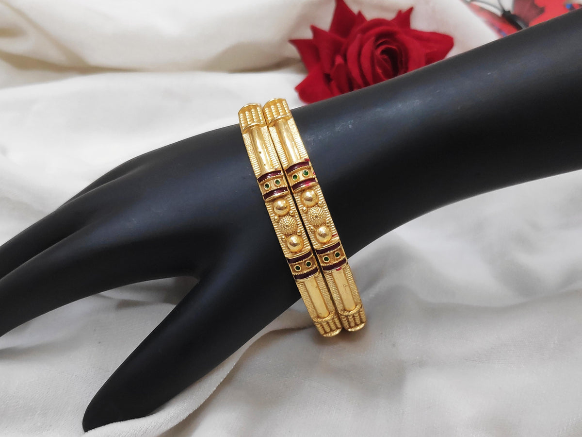 1 Gram Gold Plated Traditional Bangles for Women