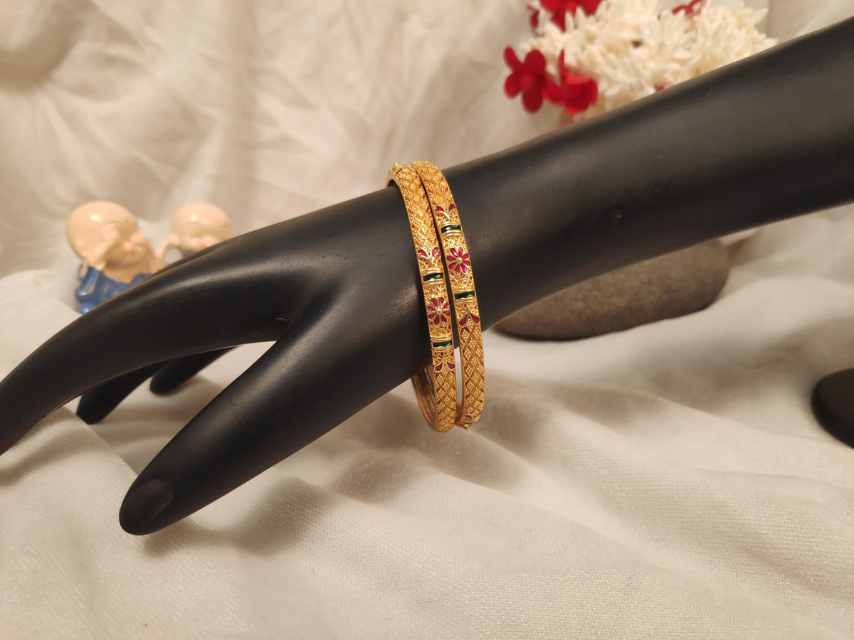 1 Gram Gold Plated Traditional Bangles for Women