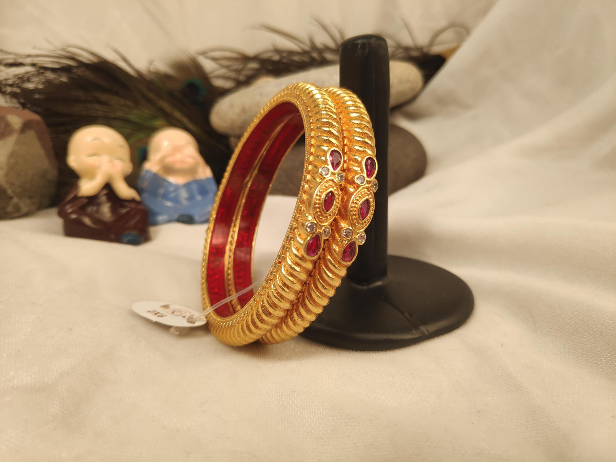 1 Gram Gold Plated Traditional Bangles for Women