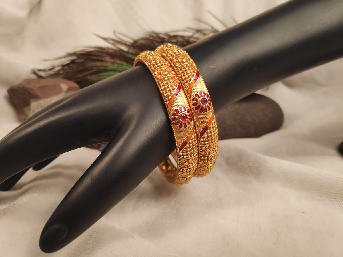 1 Gram Gold Plated Traditional Bangles for Women
