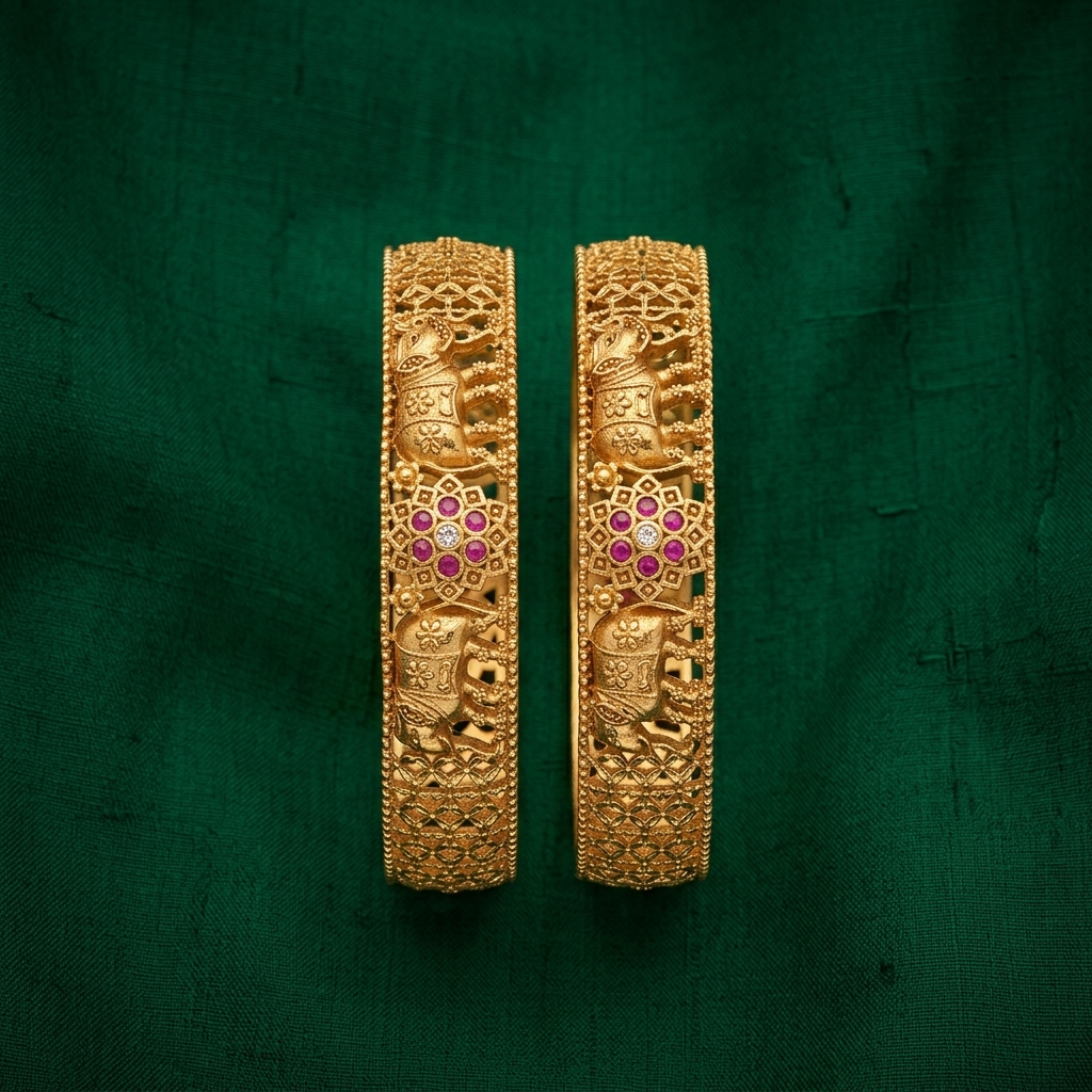 1 Gram Gold Plated Traditional Bangles for Women