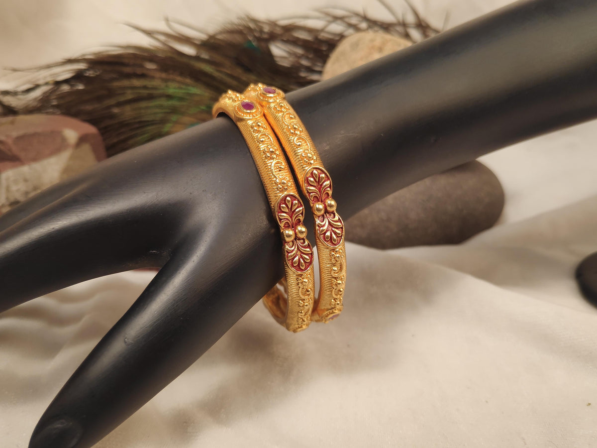1 Gram Gold Plated Traditional Bangles for Women