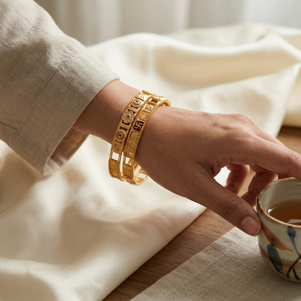 1 Gram Gold Plated Traditional Bangles for Women