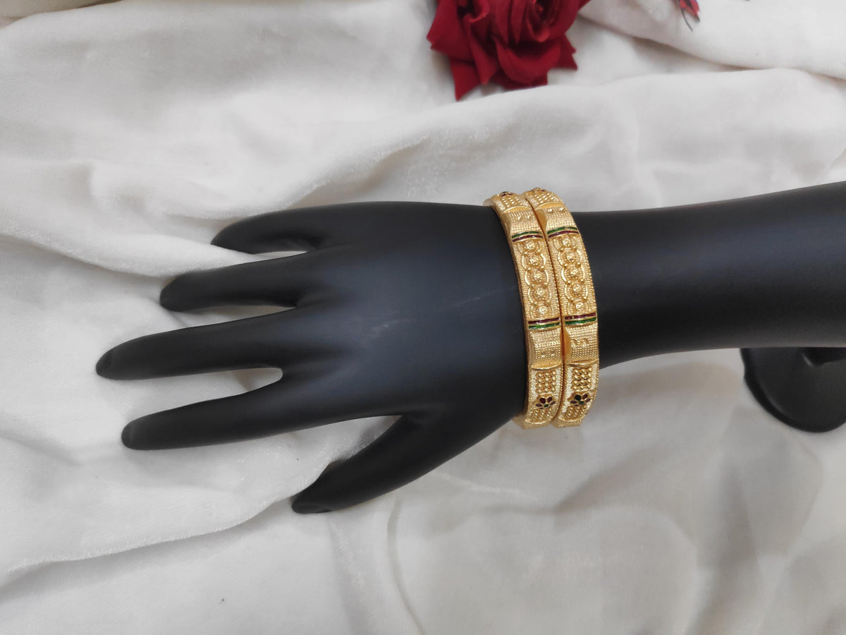 1 Gram Gold Plated Traditional Bangles for Women
