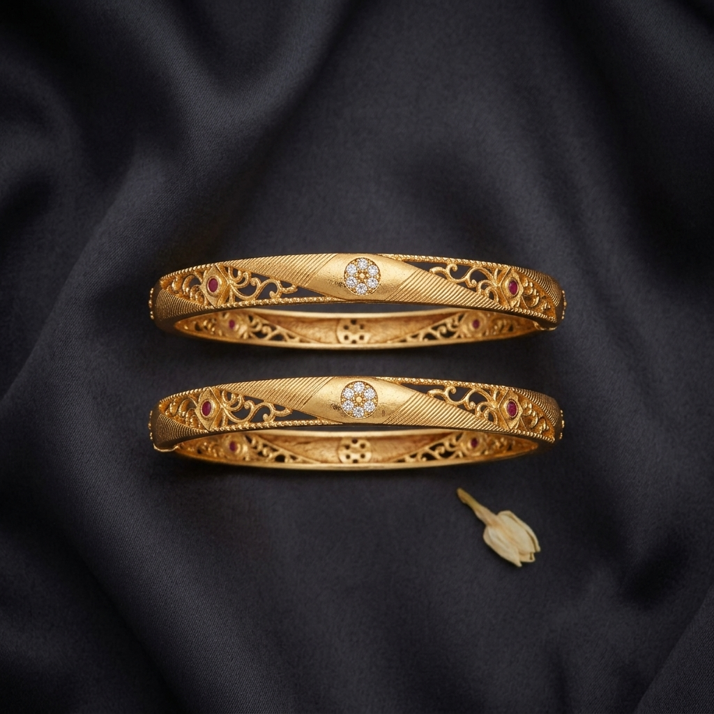 1 Gram Gold Plated Traditional Bangles for Women