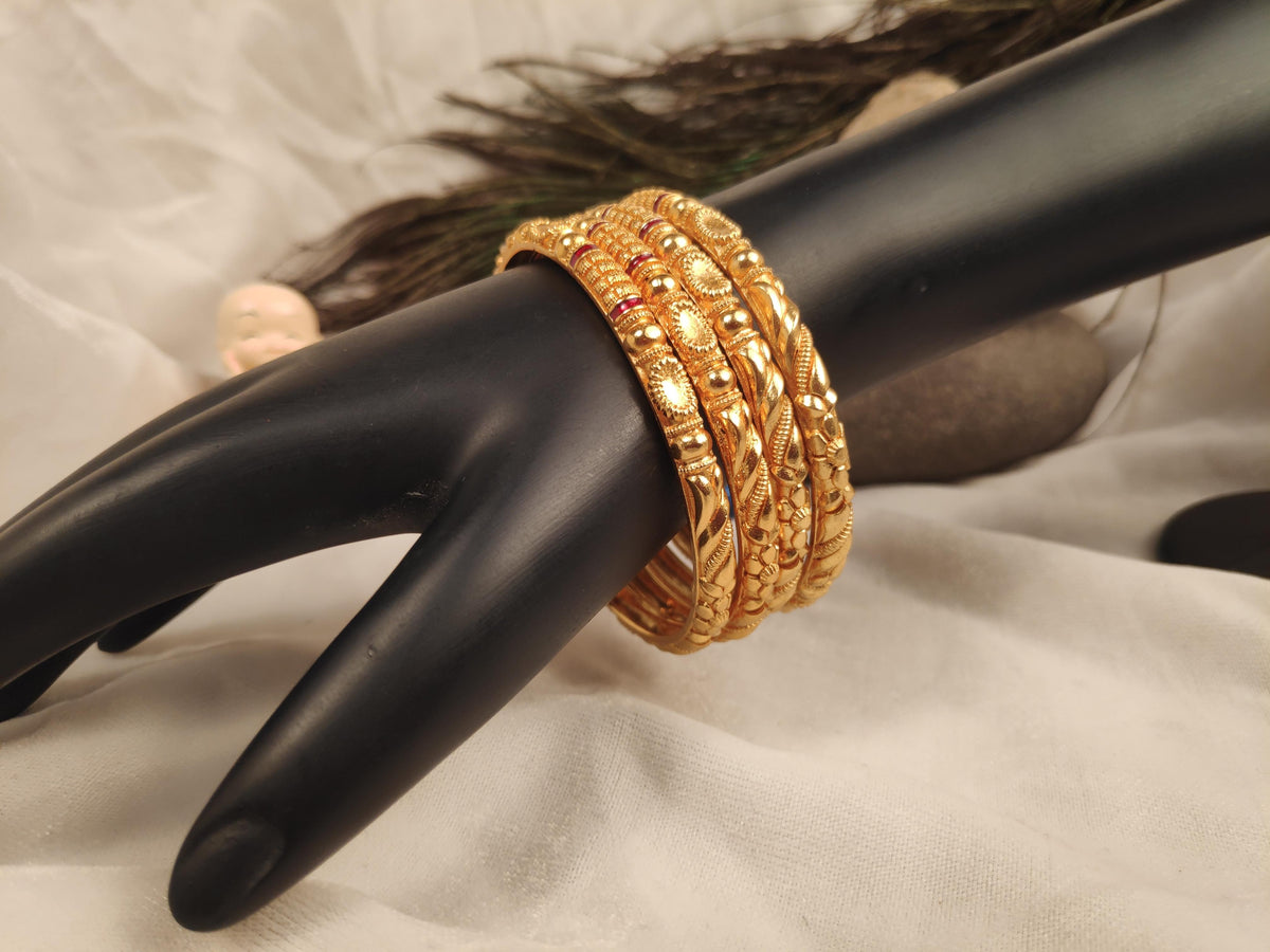 1 Gram Gold Plated Traditional Bangles for Women